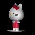 Cute Hello Kitty Figure With White Body Red Bow Pink Overalls And Yellow Nose