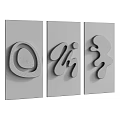 Three Abstract Paintings With Different Colored Backgrounds And Textured Curved Designs 3d model