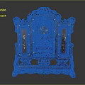 Redwood Carved Screen With Intricate Openwork Carving And Inlaid Decoration