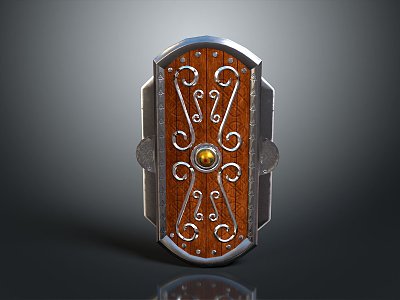 Medieval Shield Ancient Shield Defensive Weapon Ancient Shield Iron Shield Protective Shield Wooden Shield 3d model