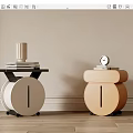 Elegant White and Beige Bedside Tables with Wheels Books Clock and Decorative Items
