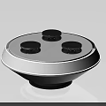 White Circular Device With Three Black Knobs Sleek Surface Modern Design 3d model