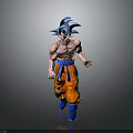 Anime Character With Blue Hair Muscular Build Orange Pants Blue Belt And Blue Shoes