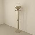 Modern Minimalist Floor Lamp With Spherical White Shade And Metal Geometric Stand