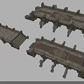 Detailed Stone Bridge 3D Model with Decorative Railings Steps and Textured Surface