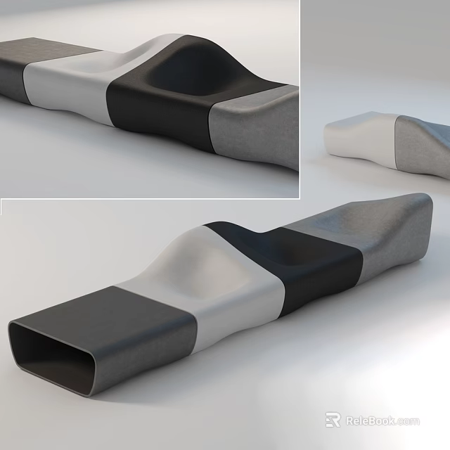 Abstract Shaped Sofa With Modern Design Features Black White Gray Tones And Smooth Curved Structure 3d model