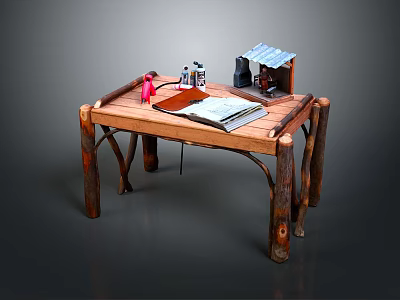 Rustic Wooden Dining Chair Featuring Natural Tree Trunk Legs And Organic Design 3d model