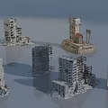 Damaged Building Components from Abandoned High Rise Structures with Collapsed Floors and Exposed Supports