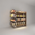 Multi tiered Display Shelf With Assorted Canned Foods And Packaged Products 3d model
