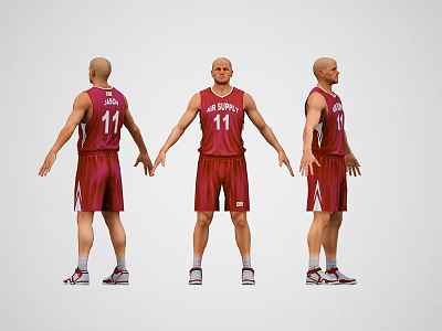 Game Character In Red Sports Uniform Featuring Jaguars Logo Number 11 Front Side Back Views 3d model