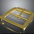 Golden Belt Buckle With Shiny Metal Surface And Classic Rectangular Shape Design 3d model