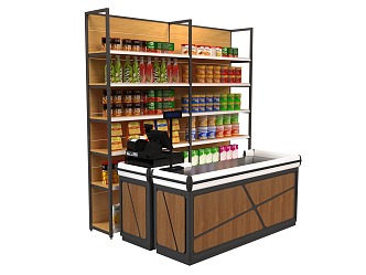 Supermarket Cashier Supermarket Shelf Cashier Equipment Cashier Bar 3d model