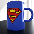 Blue Ceramic Mug with Vibrant Superman Logo Design for Daily Use