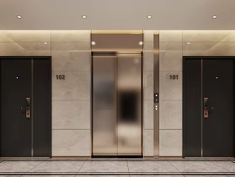 modern elevator hall 3d model