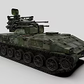 Military Green Tank With Turret Tracks And Armored Weapon System Design