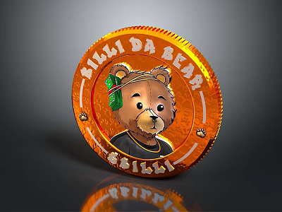Circular Orange Daily Use Product with Bear Figure Green Bow and NINI DA BEAR Design 3d model