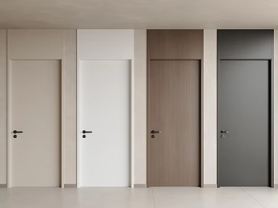 Modern Hinged Doors In Beige White Wood Grain And Dark Gray With Black Handles 3d model