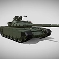 Green 3D Rendered Military Tank With Cannon Turret And Tracks