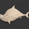Cartoon Shark Character As Playful Sea Creature With Round Body And Sharp Teeth