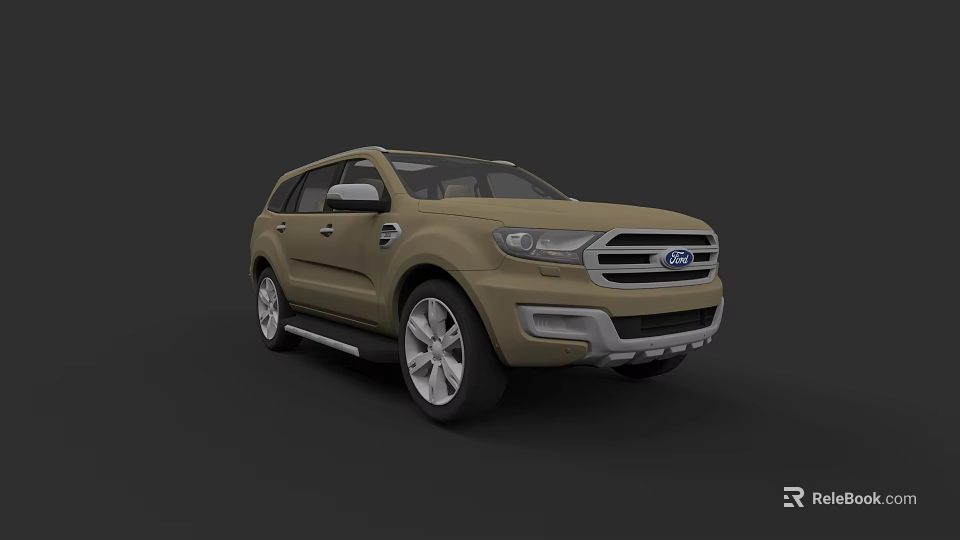 Tan Ford SUV Modern Exterior Design With Front Grille And Alloy Wheels 3d model 