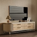 Light Natural Wood TV Stand With Storage Drawers For Cozy Modern Living Room Interior