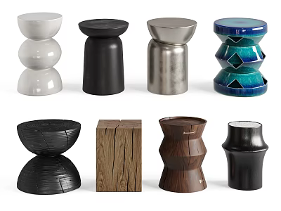 Modern Side Tables With Various Designs Different Materials And Diverse Shapes For Home Decor 3d model