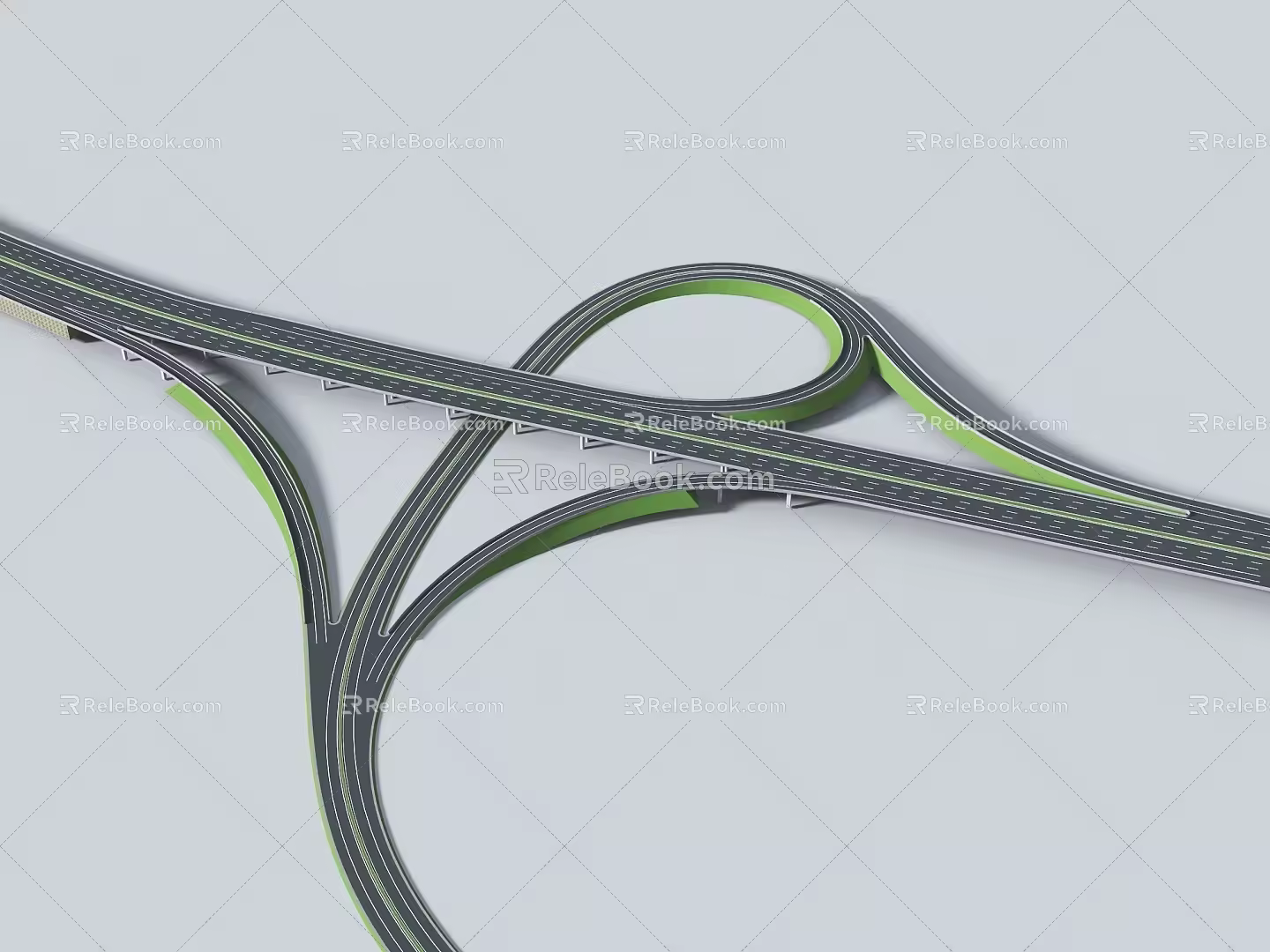 modern interchange viaduct transportation hub 3d model