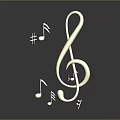 Golden Treble Clef With Music Notes And Sharp Symbols On Dark Background