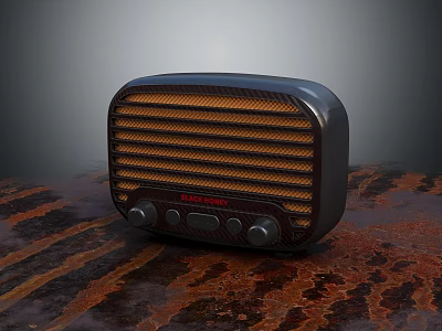 Vintage Headphone Speaker With Retro Grille Design And Metallic Body On Textured Tabletop 3d model