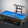 Professional Billiard Table With Cue Rack And Colorful Balls Sports Equipment