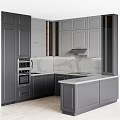 Modern Kitchen Interior With Gray Cabinets Marble Countertop And Island Design