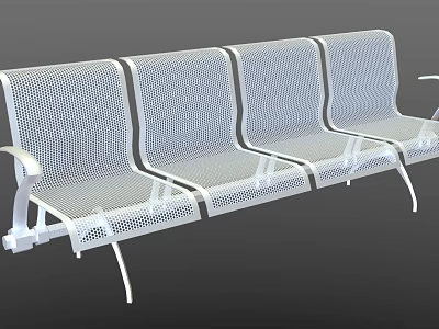 Public Bench With Metal Perforated Design And Multiple Seats For Public Spaces 3d model
