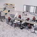 Modern Conference Room Interior With Meeting Tables Office Chairs And Workstations