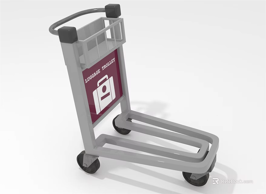 Security Check Luggage Trolley With Sign And Wheel Design For Airport Handling Use 3d model 