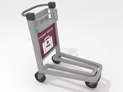 Security Check Luggage Trolley With Sign And Wheel Design For Airport Handling Use 3d model