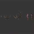 Decorative Antlers In Three Different Colors Light Brown Dark Brown Pink On Gray Gradient Background