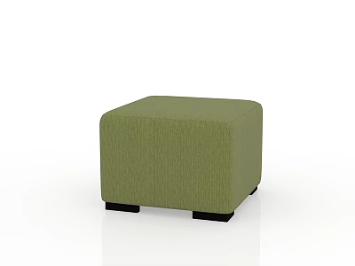 Green Upholstered Square Footstool With Black Legs Modern Home Decor 3d model