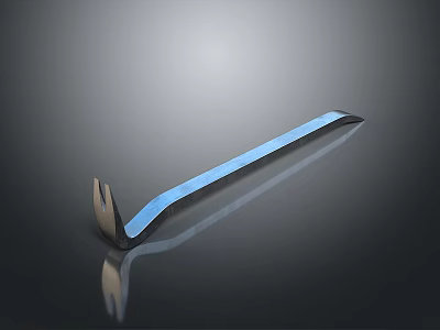 Industrial Metal Crowbar Tool With Blue Sleek Surface And Reflective Finish 3d model