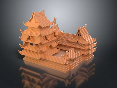 Chinese Traditional Architecture Model With Multiple Tiered Pagoda And Classic Roof Design 3d model