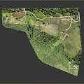 Green Terrain Model Design With Road Water Area And Lush Vegetation
