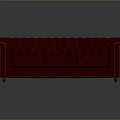 Red Leather Sofa With Tufted Design And Nailhead Trim For Living Room