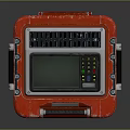 Red and White Stackable Medical Device With Top Display Screen Control Panel and Cross Symbol
