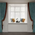 Cozy Bay Window Nook With Blue Yellow Pillows Teal Curtains And Sheer Drapes
