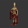 Man in Golden Traditional Attire with Red Cloak and Ornate Headdress