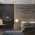 Modern background double bed combination 3d model