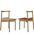 Modern Wooden Dining Chairs With White And Red Seats Simple Frame Design For Home