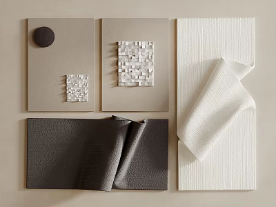 Neutral Toned Wall Hangings With Textured Surfaces And Varied Designs 3d model