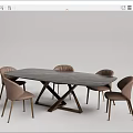 Modern Dining Table Set With Marble Top And Light Brown Upholstered Chairs 3d model