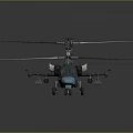 Detailed Helicopter Model with Rotors Blue Nose and Military Fuselage Design