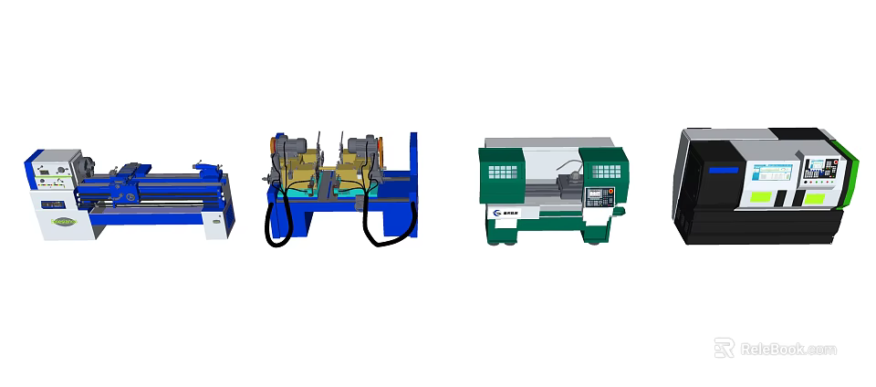 Various Industrial Equipment Including Lathe Bending Machine and Metal Processing Tools 3d model 